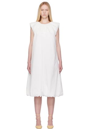 AMOMENTO White Cotton Volume Shirring Minidress