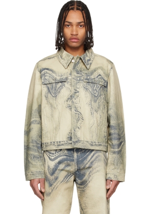 CAMPERLAB Beige Distorted Print Denim Jacket