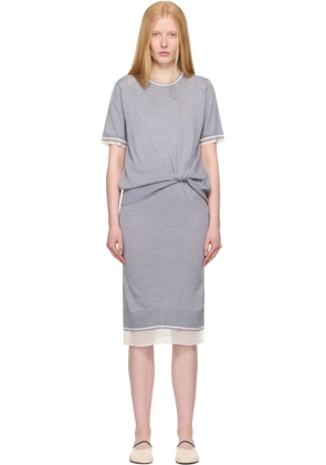 3.1 Phillip Lim Gray Draped Knit & Organza Midi Dress