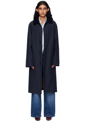 A.P.C. Navy Gaspard Mac Trench Coat