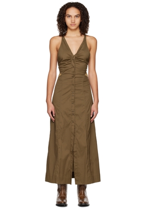 GANNI Brown Criss-Cross Maxi Dress