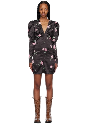GANNI Black Floral Minidress