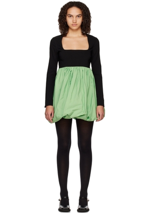 GANNI Black & Green Balloon Minidress