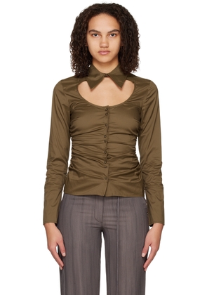 GANNI Brown Cutout Shirt