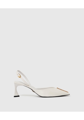 Stella McCartney - Elsa Patent Slingbacks, Woman, Ivory, Size: 35