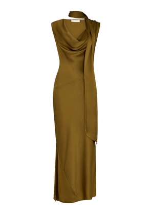 De La Vali Thebe Draped Silk-Blend Maxi Dress - Moda Operandi