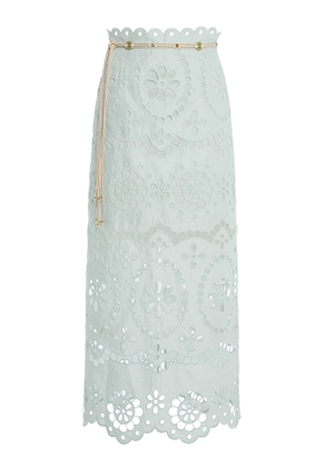 Zimmermann Awaken Embroidered Linen Midi Skirt - Moda Operandi