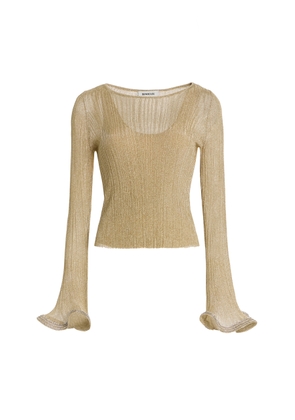 SIMKHAI Maebry Metallic Plisse Top - Moda Operandi