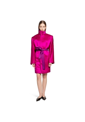 Boxy Belted Coat in Silk Satin