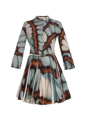 Oscar de la Renta Belted Pleated Cotton Poplin Mini Dress - Moda Operandi