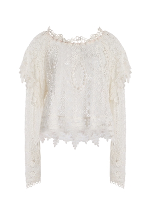 Isabel Marant Hyliana Knit Cotton Lace Top - Moda Operandi