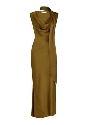 De La Vali Thebe Draped Satin Midi Dress - Moda Operandi