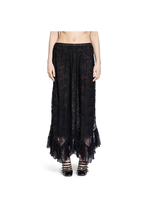 Ruffled Midi Skirt in Floral Lace Jacquard