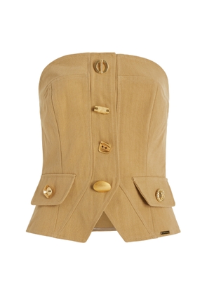 FRANÇOISE Exclusive Bijou Buttoned Cotton Gabardine Strapless Vest - Moda Operandi