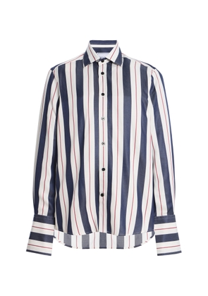 With Nothing Underneath The Boyfriend Exaggerated-Cuff Striped Shirt - Moda Operandi