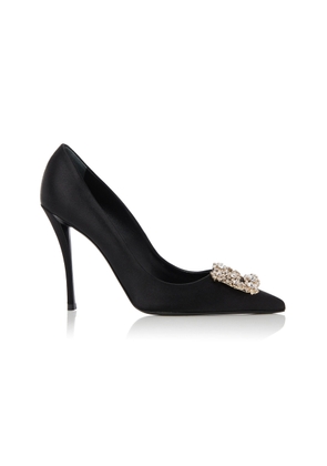 Roger Vivier Flower Embellished Satin Pumps - Moda Operandi