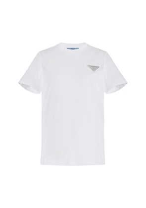 Prada Logo-Crystal Cotton T-Shirt - Moda Operandi