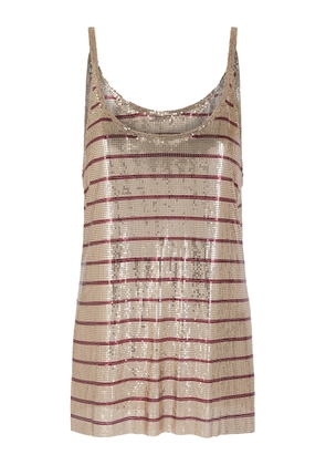 Rabanne Striped Metallic Mesh Tank Top - Moda Operandi