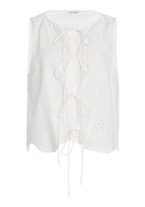 Matteau Cotton Broderie Anglaise Tie-Front Top - Moda Operandi