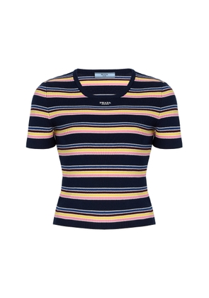 Prada Striped Ribbed-Cotton T-Shirt - Moda Operandi