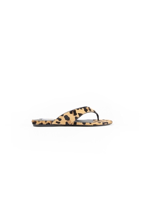 Flat Tong Mules in Leopard Calf Hair