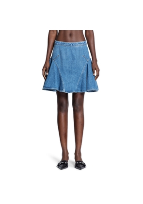 Ruffled Mini Skirt in Washed Denim