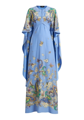 Etro Cape-Detailed Silk Maxi Dress - Moda Operandi