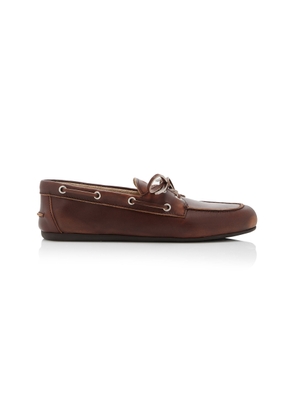 Miu Miu Lace-Up Leather Boat Shoes - Moda Operandi