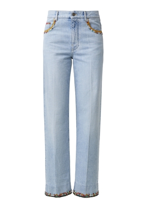 Valentino Garavani Embroidered Mid-Rise Straight-Leg Jeans - Moda Operandi