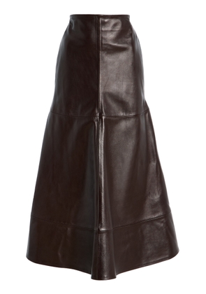 Brandon Maxwell The Preston Flared Leather Midi Skirt - Moda Operandi