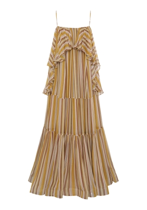 Zimmermann Rebellion Bohemian Ruffled Striped Chiffon Maxi Dress - Moda Operandi