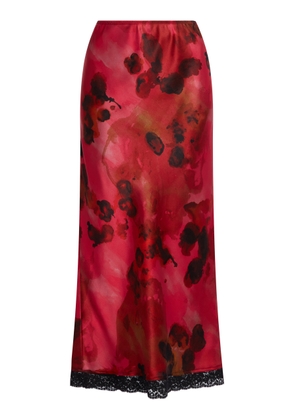 Victoria Beckham Printed Satin Midi Skirt - Moda Operandi