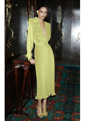 Elie Saab Plissé Chiffon Midi Skirt - Moda Operandi