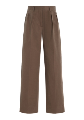 The Row Alfidis Pleated Cotton Straight-Leg Pants - Moda Operandi