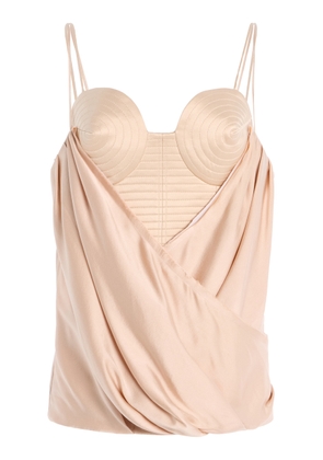 Balmain Draped Silk-Satin Bustier Top - Moda Operandi