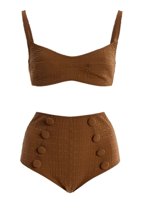 Lisa Marie Fernandez Seersucker Balconette High-Waist Bikini - Moda Operandi