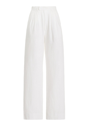 Posse Louis Pleated Linen Straight-Leg Pants - Moda Operandi