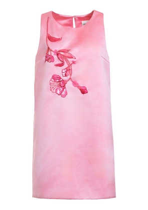 DES_PHEMMES Beaded Satin Mini Dress - Moda Operandi