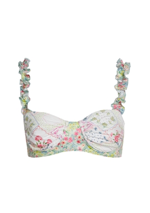 LoveShackFancy Annika Ruffled Paneled Bikini Top - Moda Operandi