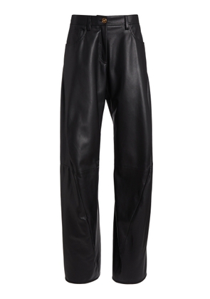 Versace La Vacanza Leather Straight-Leg Pants - Moda Operandi