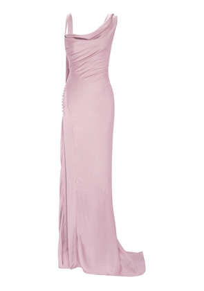 Marmar Halim Button-Detail Silk Satin Gown - Moda Operandi