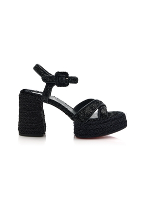 Christian Louboutin Calakala 85mm Velvet-Trimmed Heeled Sandals - Moda Operandi