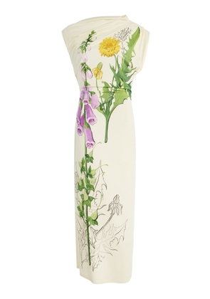 Oscar de la Renta Foxglove-Printed Jersey Midi Dress - Moda Operandi