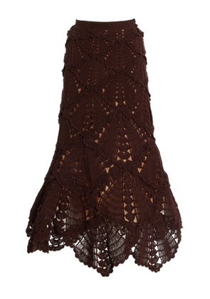 Oscar de la Renta Crocheted Cotton Midi Skirt - Moda Operandi