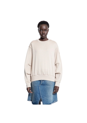 Pleated Sleeve Cotton Sweatshirt