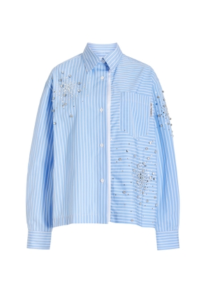 DES_PHEMMES Exclusive Crystal-Embellished Cotton Poplin Shirt - Moda Operandi