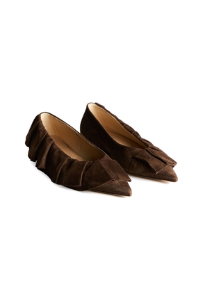 JW Anderson Ruffled Suede Ballet Flats - Moda Operandi