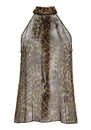 NILI LOTAN Alla Leopard Silk Halter Top - Moda Operandi