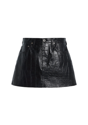 Agolde Keira Croc-Effect Faux-Leather Mini Skirt - Moda Operandi