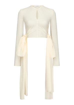 ALAÏA Bow-Detailed Jersey Blouse - Moda Operandi